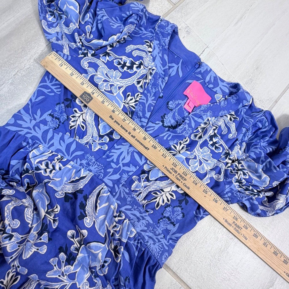 Lilly Pulitzer Wexlee Long Sleeve Maxi Dress Alba Baja Blue Cove Size 6 - Picture 5 of 9